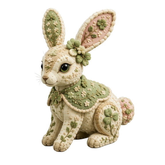 Cute Figurine, Embroidered Animal Figure Bunny Ornament, Fairycore Bedroom Accent Piece, Shabby Chic Fox Style Pastel Animal Display, Gift for Fox Lover Alternate Pick,
