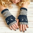 thumbnail image 1 of Cute Fingerless Gloves for Women Knit Cat Gloves Warm Winter Mittens Open Finger Glove for Typing In Cold Office, 1 of 7