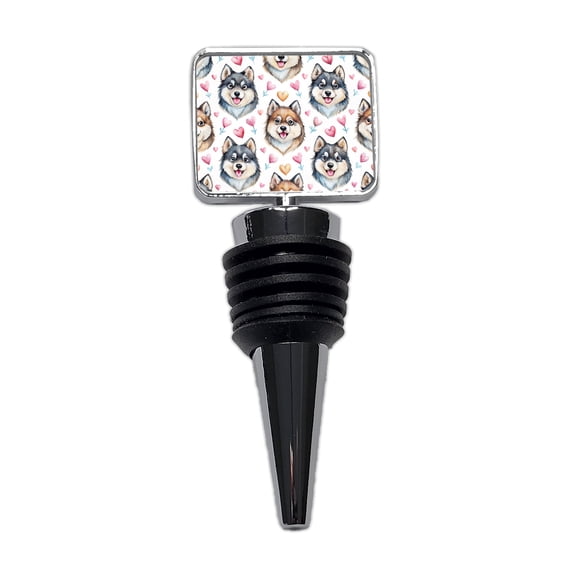 Cute Finnish Lapphund Dog Faces Wine Bottle Stopper Cap Plug