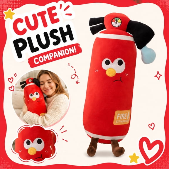 Cute Fire Extinguisher Long Plush Pillow, Bedroom Decor, Kids' Plush Toys Pillows, Birthday Decoration, 22X4 in Soft Stuffed Animal for Bedroom Accent, Birthday Display and