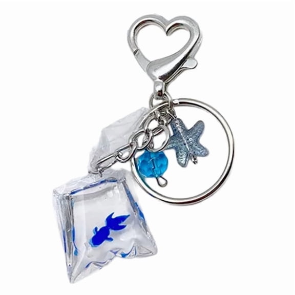 Cute Fish Bag Charm Keychain Lovely Starfish Ornament Women Car Keyring Backpack Handbag Pendant Key Holder Decoration