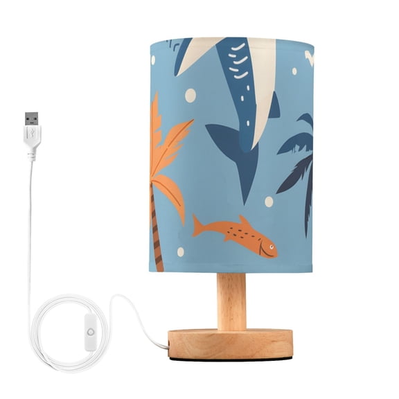 Cute Fish Coconut Tree Wave Bubbles Table Lamp with USB Port LED Warm Light Lamp Night Light Home Decor