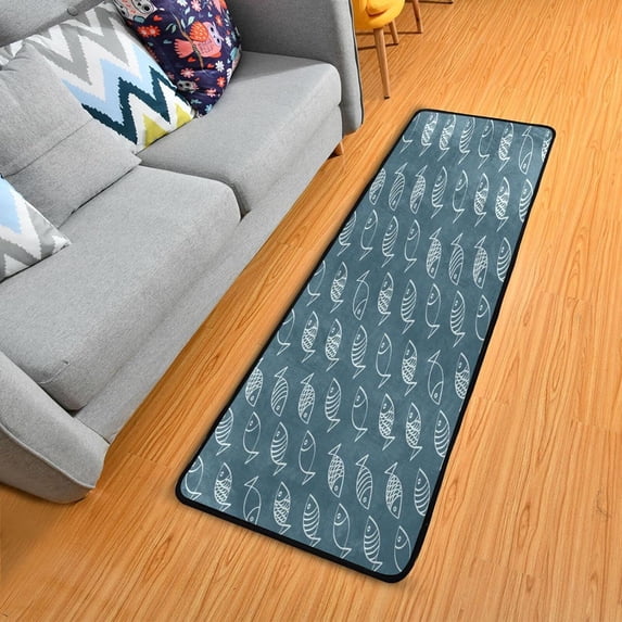 Cute Fish Runner Rug - 24"x72" Ultra Soft Non-Slip Floor Mat Washable Area Rugs for Kitchen Bathroom Entry Home Decor Gifts