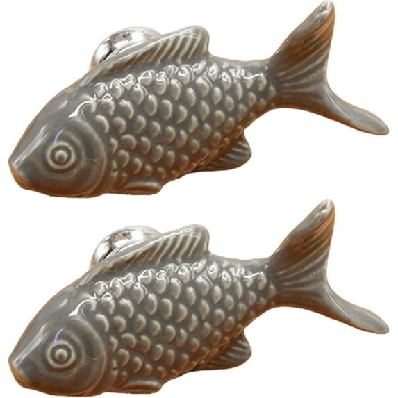 Yardly Fish Hardware Knob, Gray