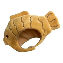 Cute Fish Shape Pet Cat Headdress Plush Hat, Breathable High Quality Cotton Material, Easy To Attach Adhesive Design, Suitable For Small Cats, Perfect For Celebrations And Photo