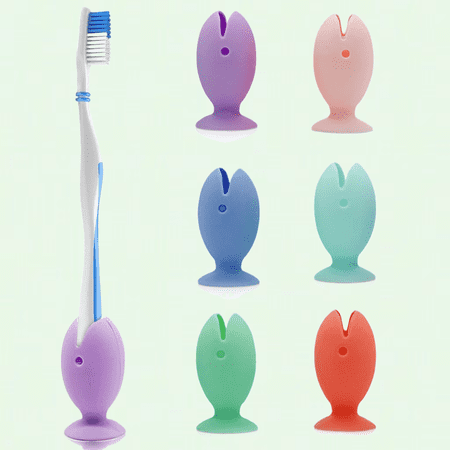 Cute Fish Toothbrush Holder, 6-Pack, Silicone Suction Cup, Portable Toothbrush Cover Cap Stand