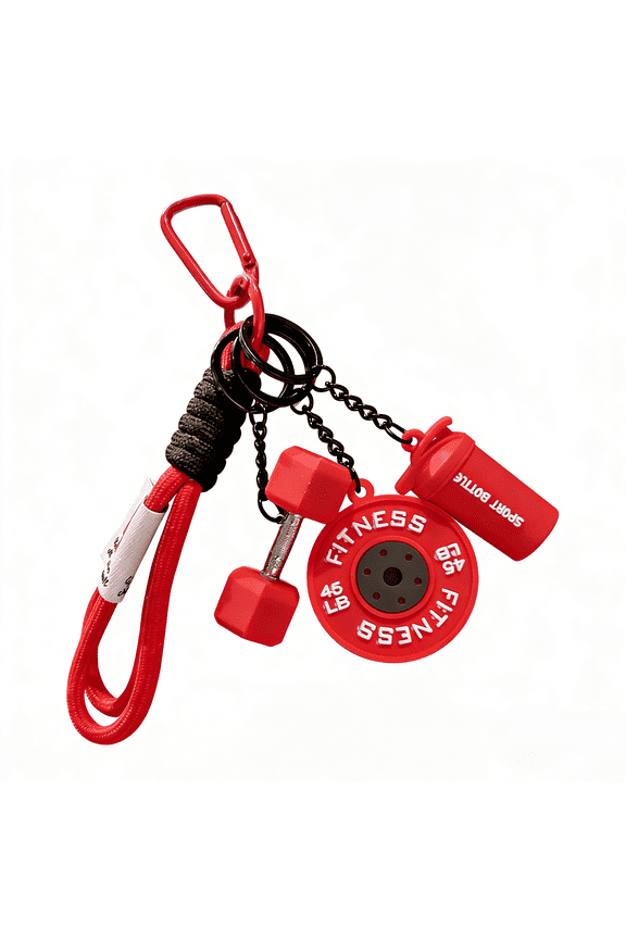 Cute Fitness Keychain Charm, Gym Pendant Keyring Accessory for Workout Bag, Purse, Backpack & Luggage, Lightweight Decorative Holder(RL Red 1 Set)