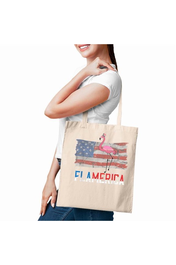 Cute Flamerica Flamingo Lovers Us America Flag 4Th Of July Tote Bag