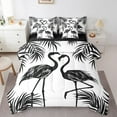 Cute Flamingo Bedding Queen Size 7Piece Black and White Comforter Set