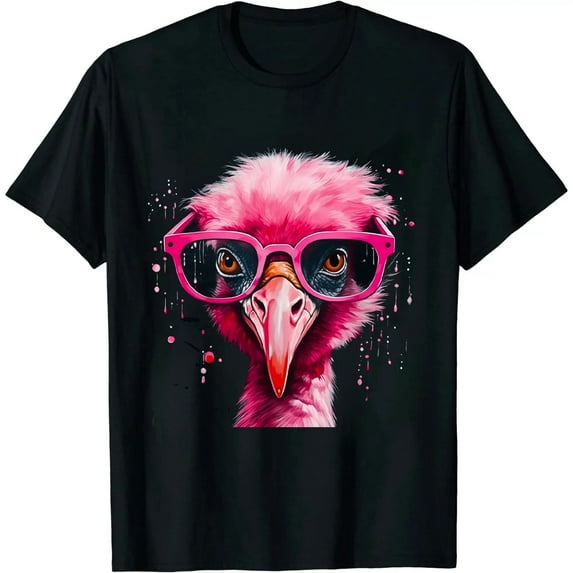 Cute Flamingo Bird Wearing Glasses Funny Pink Flamingo Lover T-Shirt