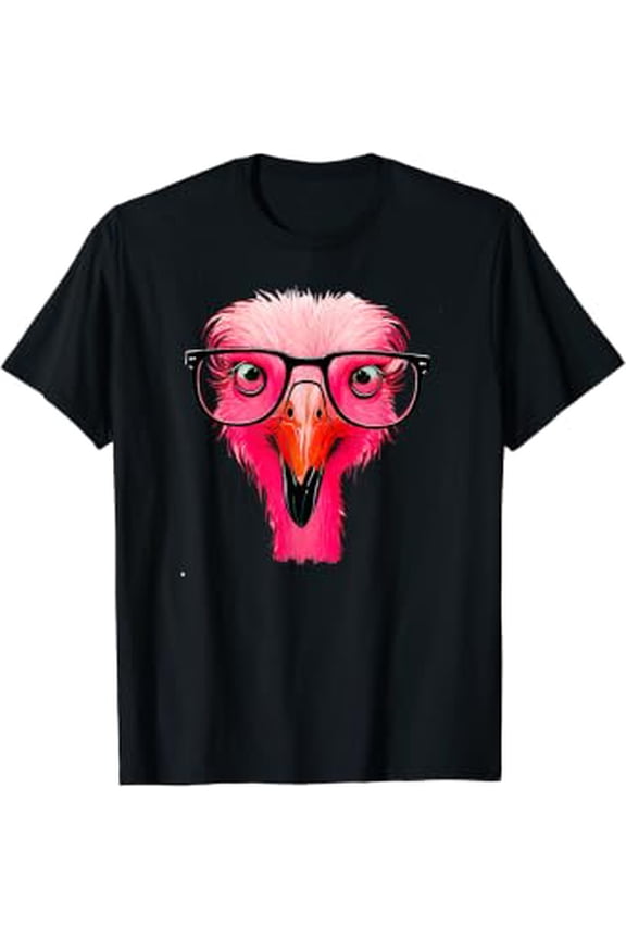 Cute Flamingo Bird Wearing Glasses Pink Flamingo Lover T-Shirt