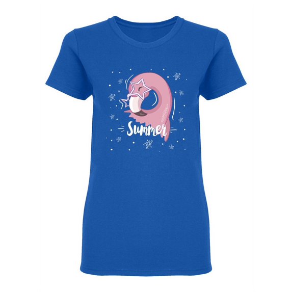 Cute Flamingo Cartoon Design Shaped T-Shirt Women -Image by Shutterstock, Female Small