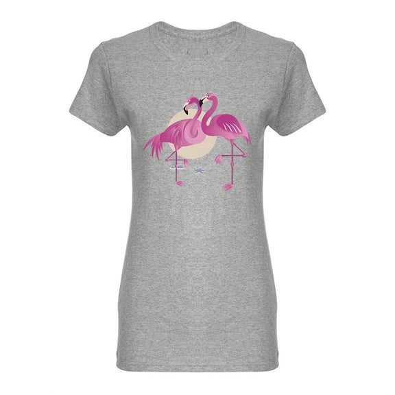 Cute Flamingo Couple Shaped T-Shirt Women -Image by Shutterstock, Female x-Large
