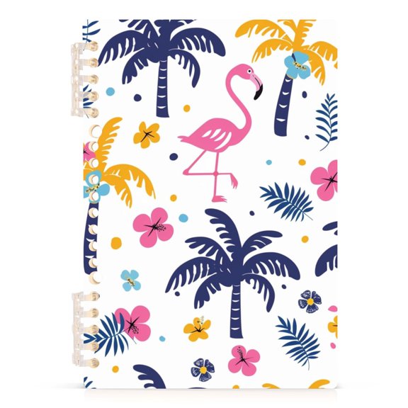 Cute Flamingo Flower Tree Notebooks 1-subject Journal 60 Sheets A5 College Ruled Paper Detachable Ring 8.3"x5.7"