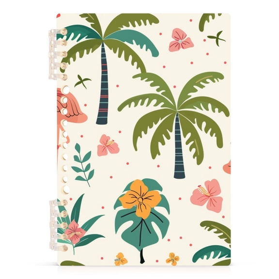 Cute Flamingo Palm Tree Flower Notebooks 1-subject Journal 60 Sheets A5 College Ruled Paper Detachable Ring 8.3"x5.7"