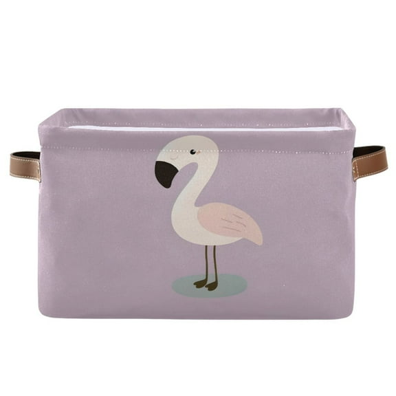 Cute Flamingo Storage Bins with Handle Fabric Organizer Basket Foldable Box 1 Pack 14.2x10.2x8.3