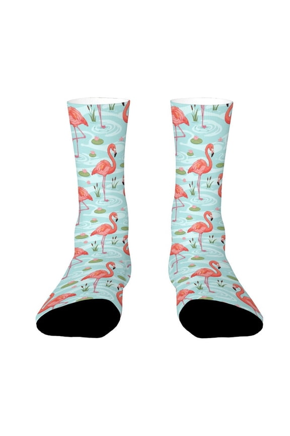 Cute Flamingos Funny Novelty Crew Socks for Women Men Sports