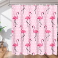 thumbnail image 1 of Cute Flamingos Shower Curtain Fabric Shower Curtain Set with 12 Hooks Waterproof 72 * 72 Inches for Bathroom Beach Caravan Hotel, 1 of 5