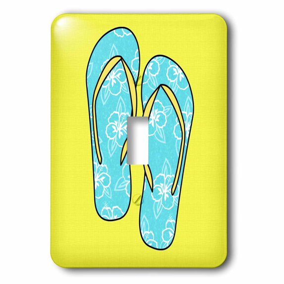 3dRose, Cute Flip Flops Light Blue and Yellow, single toggle switch