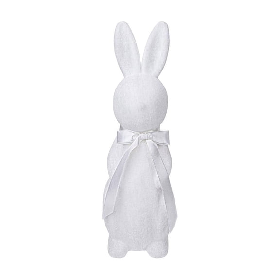 Cute Flocked Easter Bunny, Flocking Rabbit with Bow Tie, Adorable Spring Table Centerpieces, Tabletop Miniature Decor for Home, Garden, Bunnies Decoration for Home & Party (1 pcs)