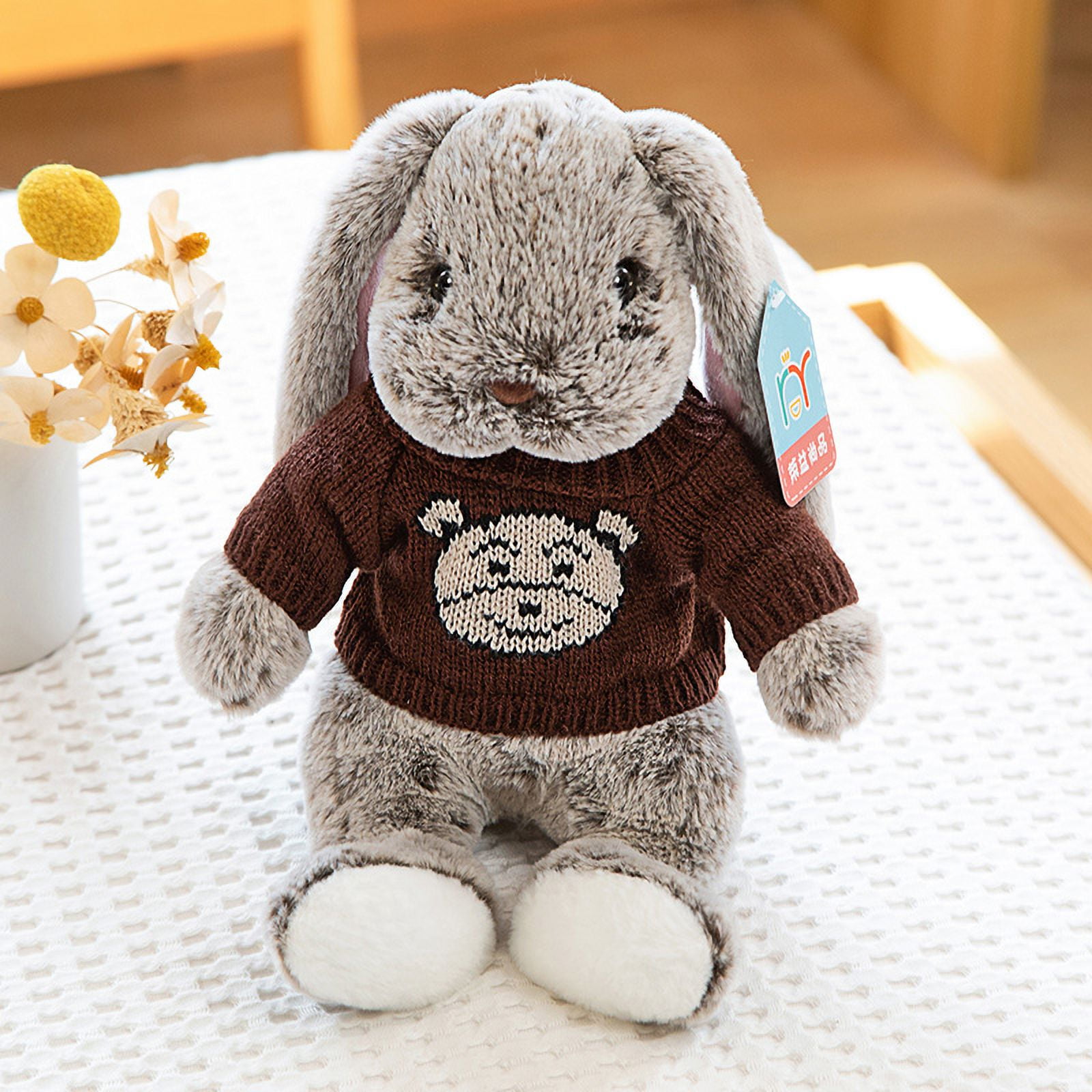 Cute Floppy Ear Bunny Stuffed Animal Set, Soft Fluffy Rabbit Plush Toys for Kids Bunny Lovers & Gifts