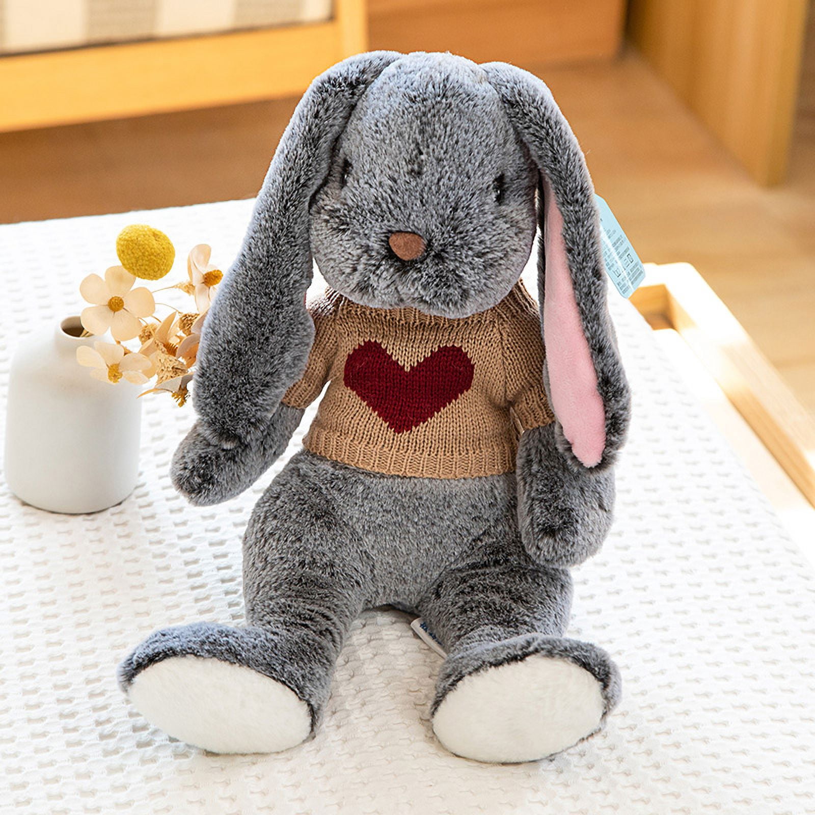 Cute Floppy Ear Bunny Stuffed Animal Set, Soft Fluffy Rabbit Plush Toys for Kids Bunny Lovers & Gifts