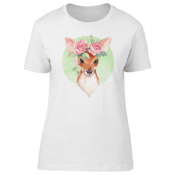 Cute Floral Baby Deer, Roses Tee Women's -Image by Shutterstock
