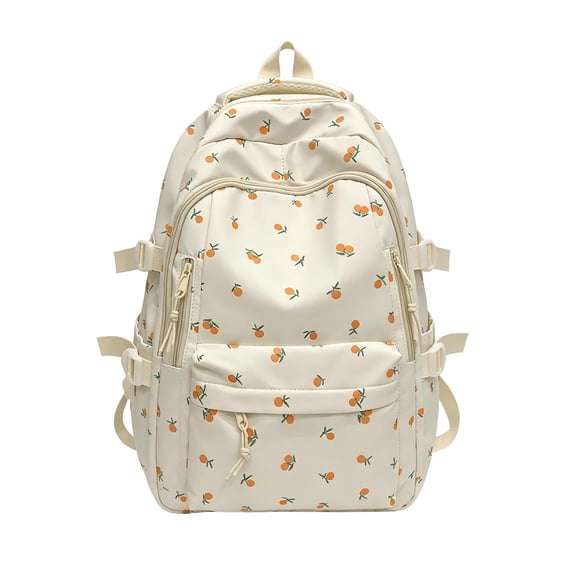 Cute Floral Backpack for Girls, Lightweight School Bag with Laptop Sleeve, Water Resistant Nylon Daypack for Kids Teens Kindergarten Elementary Middle School Travel