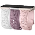 thumbnail image 1 of Cute Floral Bands for Apple Watch Band Women 40mm 41mm 38mm 45mm 44mm 42mm Ultra/2 49mm Girls Ladies,3 pack Rose Engraved Silicone Embossed Flower Pattern Strap for iWatch Series 9 8 7 6 5 4 3 2 SE, 1 of 7