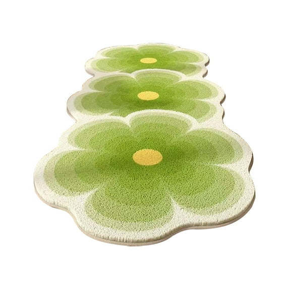 Cute Floral Bathroom Kitchen Runner Rugs Non-Slip Washable, Shaggy Colorful Green Flowers Daisy Aesthetic Extra Long Bath Mat, Boho Floral Bedside Indoor Entry Rugs,40*60cm