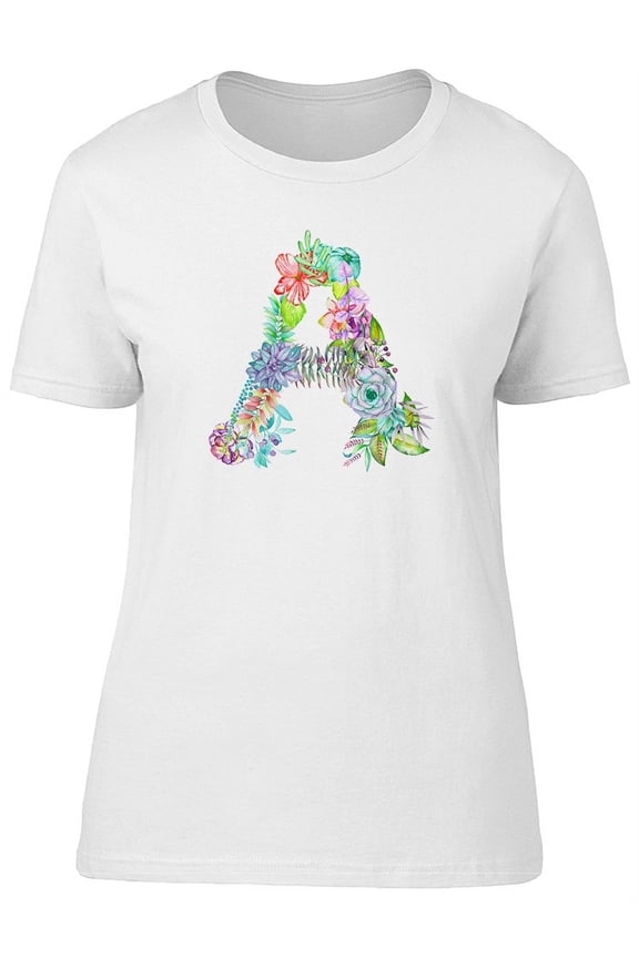 Cute Floral Capital Letter A Tee Women's -Image by Shutterstock