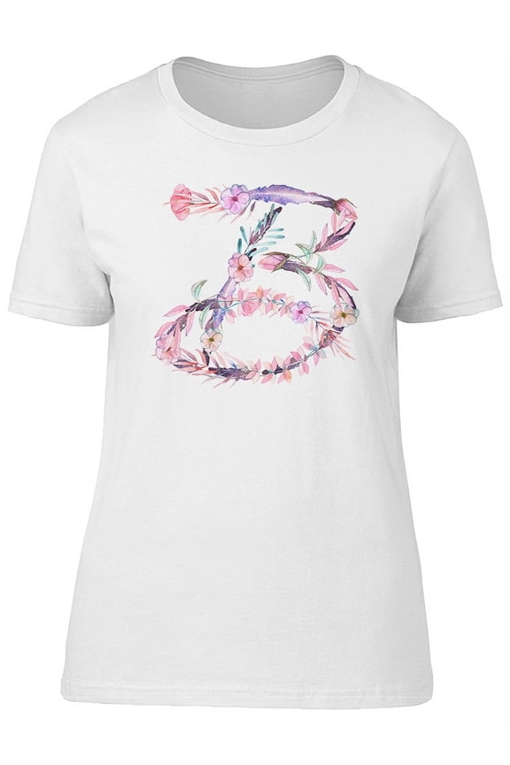 Cute & Floral Capital Letter B T-Shirt Women -Image by Shutterstock, Female Large