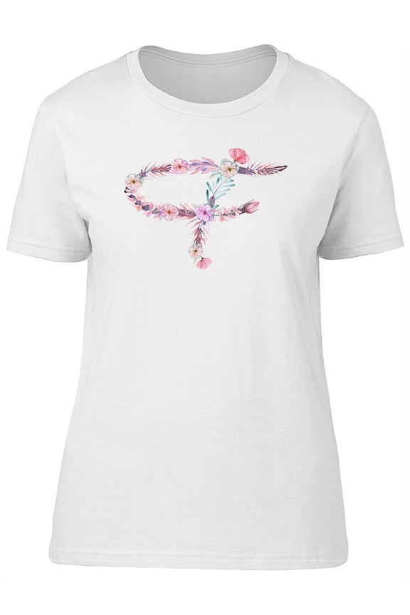 Cute & Floral Capital Letter F T-Shirt Women -Image by Shutterstock, Female Medium