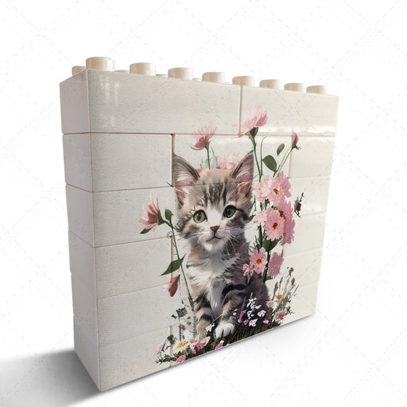 Cute Floral Cat Novelty Decorative Sign/Plaque Desk Decor Funny Bedroom Decor for Table Shelf Decor Funny Office Decor Birthday Christmas Boss Day Gifts