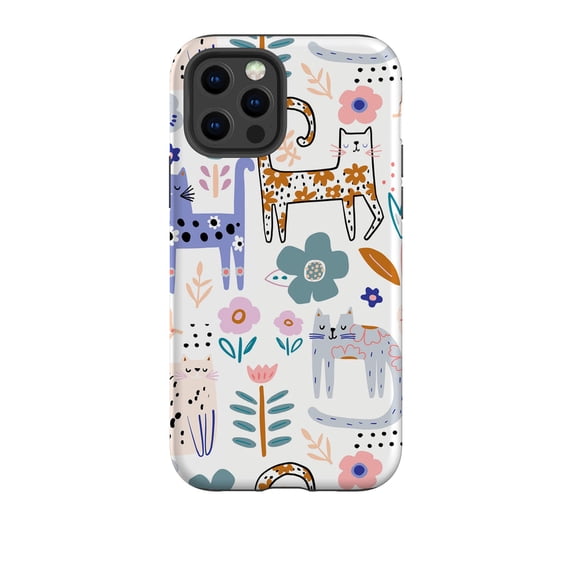 Cute Floral Cats Botanical Pet Phone Case for iPhone 16 15 14 13 12 11 Pro Max
