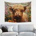 Cute Floral Cow Wall Tapestry for Bedroom Aesthetic Tapestry