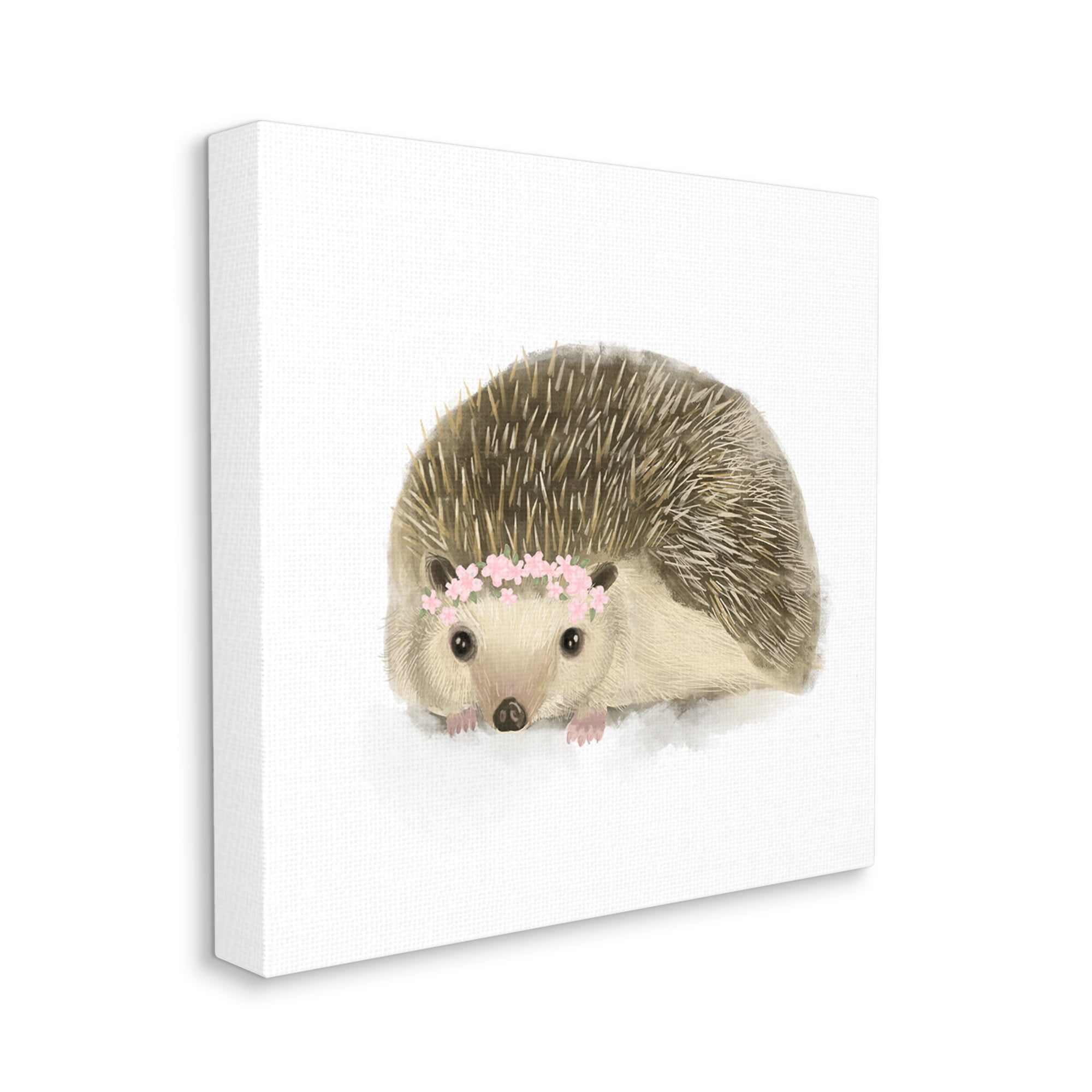 Stupell Industries Cute Floral Crown Hedgehog Nursery Woodland Animal Canvas Wall Art, 24 x 24, Design by Daphne Polselli