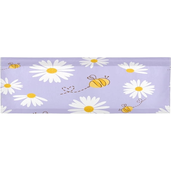 Cute Floral Daisy Curtain Valance for Kitchen Windows/Bathroom/Living Room/Bedroom Blackout, Rod Pocket Valance Small Window Treatment, 54" W x 18" L Home Decor