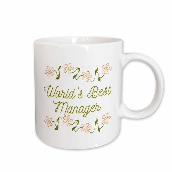 3drose, Cute Floral Design with Text of Worlds Best Manager, 15oz Mug