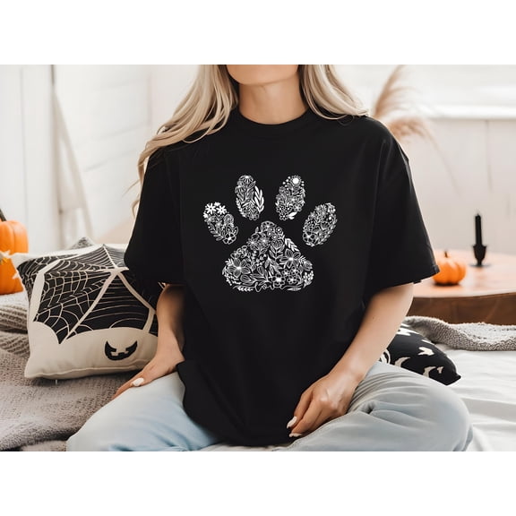 Cute Floral Dog Paw Sweater, Dog Paw Shirt, Dog Mom Shirt, Dog Lover Tees, Dog Paw Shirts, Floral Dog Paw, Floral Paw Gift Shirt