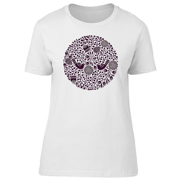 Cute Floral Doodle And Birds Tee Women's -Image by Shutterstock
