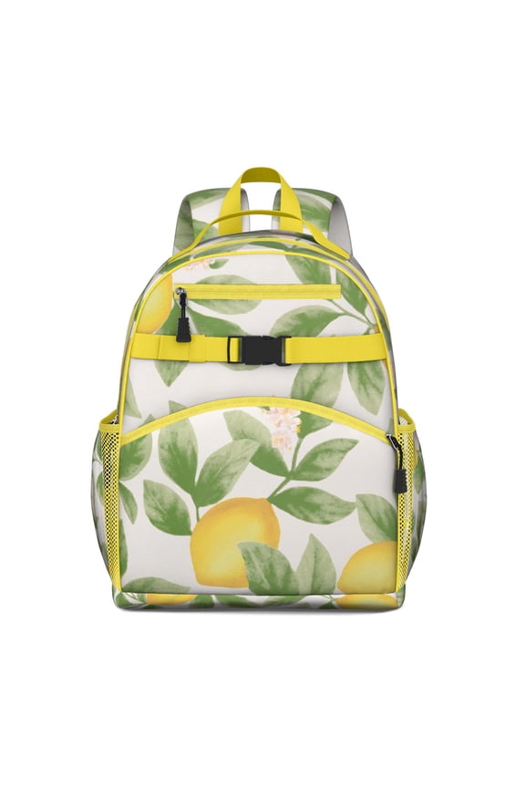 Cute Floral Lemon Print Backpack - Waterproof & Breathable Book Bag for Teens and Daily Commuters