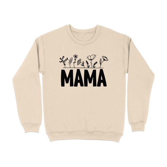 Cute Floral Mama Design Graphic Sweatshirt (Sand, XL)