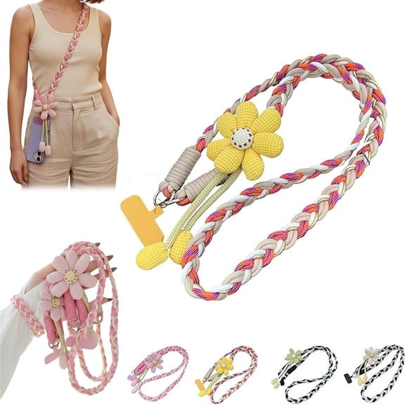 Cute Floral Phone Crossbody Lanyard – Hands-Free & Stylish,Phone Strap, Cute Phone Lanyard Crossbody Strap with T-Clip