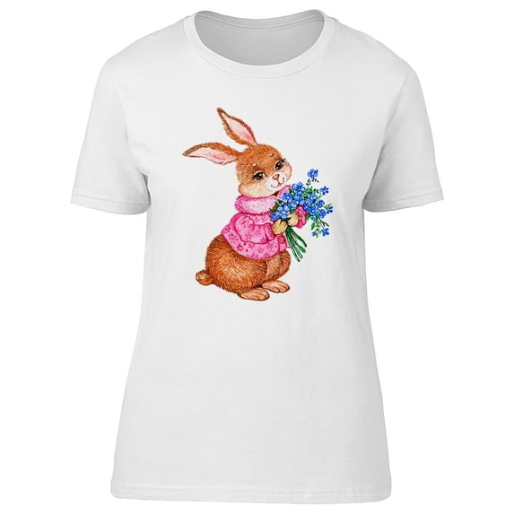 Cute Floral Rabbit, Watercolor Tee Women's -Image by Shutterstock