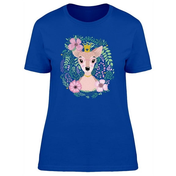 Cute Floral Spring Deer Queen T-Shirt Women -Image by Shutterstock, Female Large