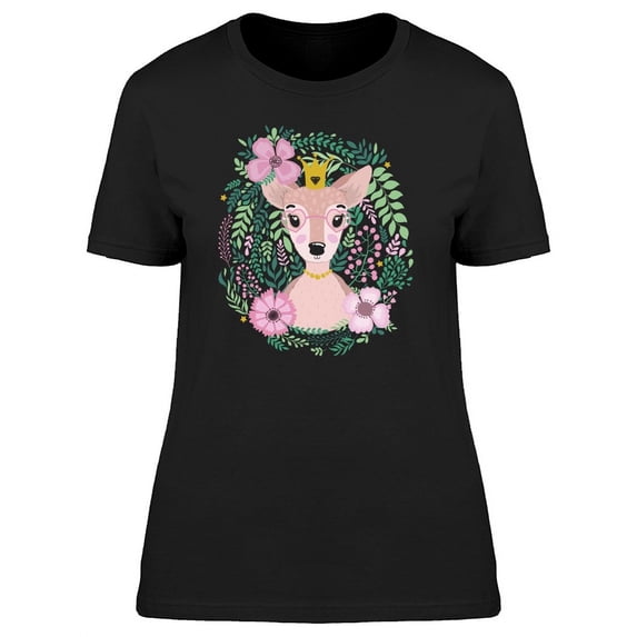 Cute Floral Spring Deer Queen T-Shirt Women -Image by Shutterstock, Female x-Large