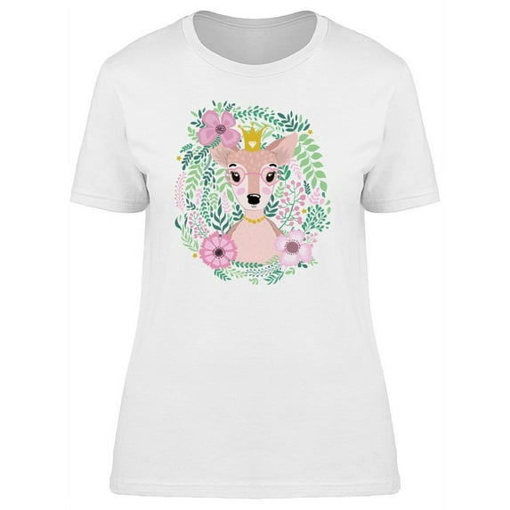 Cute Floral Spring Deer Queen T-Shirt Women -Image by Shutterstock, Female x-Large