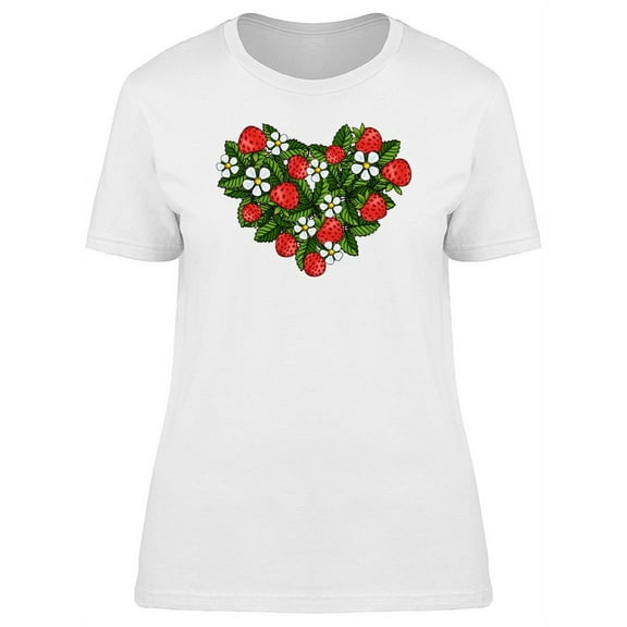 Cute Floral Strawberry Heart T-Shirt Women -Image by Shutterstock, Female Small