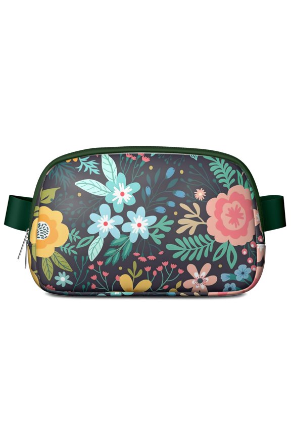 Cute Floral Waist Bag – Fanny Pack with Artistic Botanical Print, Butterfly Details & Peony Bloom Design